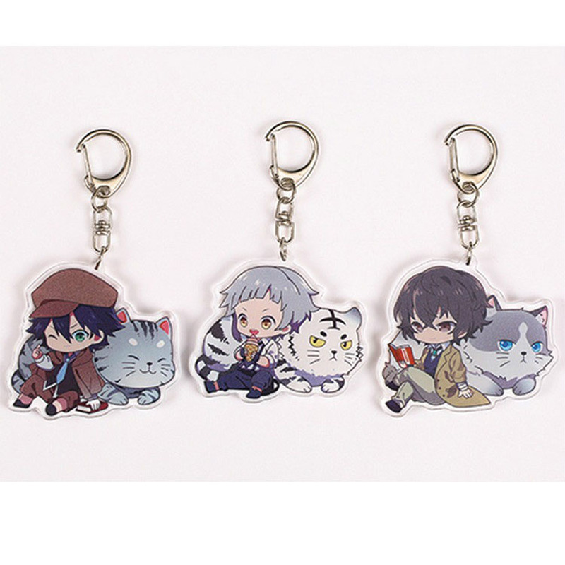 

Keychain Womans Bungo Stray Dogs Key Chain Women Acrylic Pendant Key Ring Elegant Holder Nakajima Atsushi Jewelry Llaveros