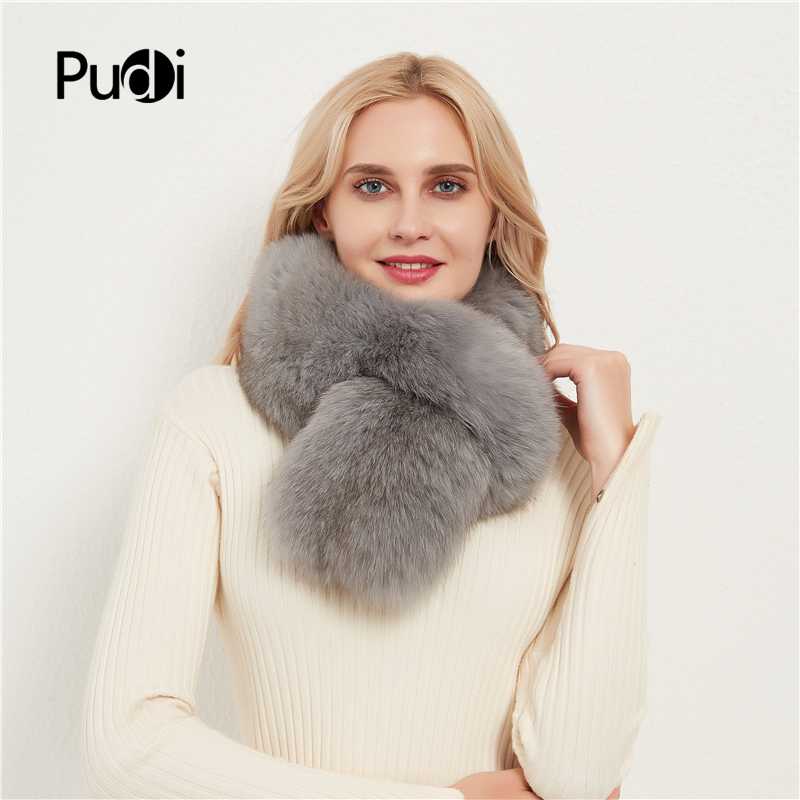 

Pudi women natural fur scarf ring 2020 Ins hot winter lady female warm real fur scarves rings SF001