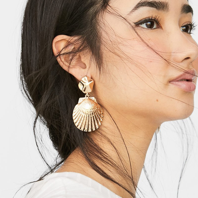 

2020 New Punk Gold Sea Shell Drop Earring For Women Beach Summer Alloy Maxi Statement Geometric Earring Wedding Boho Jewelry