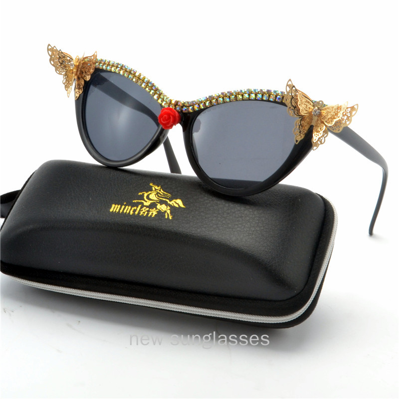

Sunglasses MINCL/ 2021 Cat Women Vintage Diamond Shape Glasses Eyewear Brand Design Bling Sun Mirrors UV400 NX
