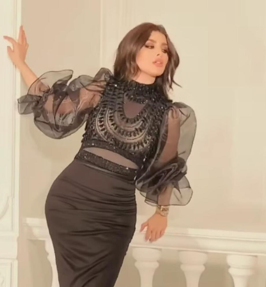 Evening dress Yousef aljasmi Long High neck Puffy sleeve Sheath Zuhair murad Kim kardashians Mermaid-image-583166226