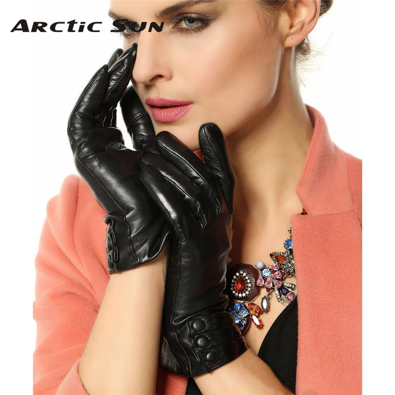 

Fashion Genuine Leather Gloves For Women Thermal Winter Wrist Solid Sheepskin Gloves Female 2020 Free Shipping L003NC