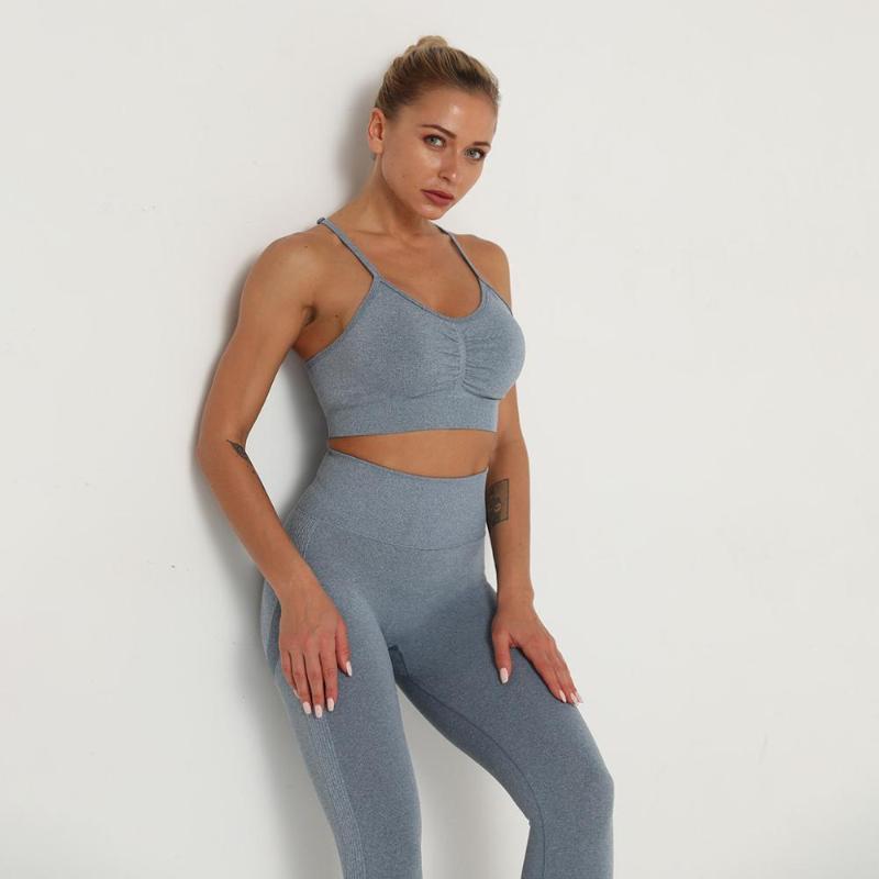 

Fitness Bra Leggings Women Seamless Tracksuit Yoga Sport Suit Jogging Sport Suit Gym Yoga Set Running Workout Clothing, Blue