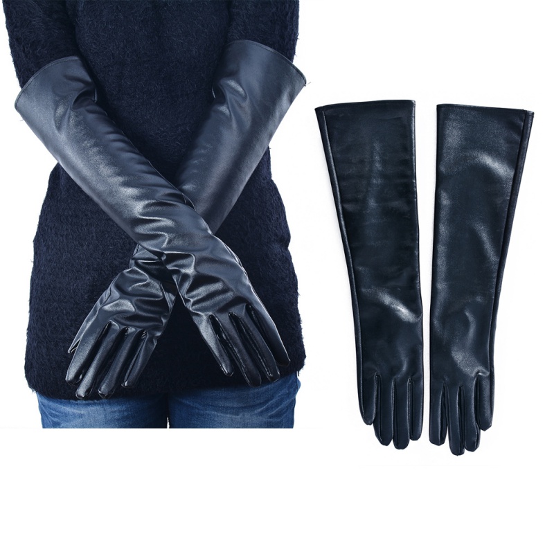 

Gloves High Quality Fashion Women's Faux Leather Elbow Gloves Winter Long Warm Lined Finger 2020*