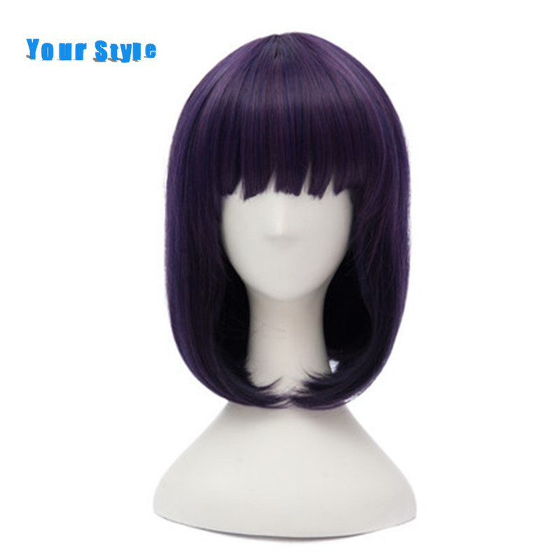 

Your Style Short Straight Purple BOB Cosplay Women's Wigs for Party Costume Natural Hair Synthetic High Temperature Fiber