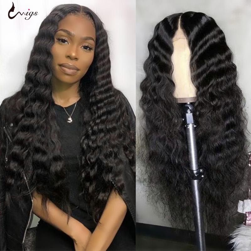 

UWIGS Deep Wave Wig 13X4X1 Lace Front Human Hair Wigs Pre Plucked Human Hair Wigs For Women Brazilian Remy Loose Deep Wig, As pic