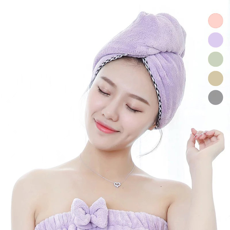 

Women Towels Super Absorbent Microfiber Bathroom Thicken Hair Towel Soft Head Wrap For Adults Makeup Cosmetics Towel, Purple hair towel