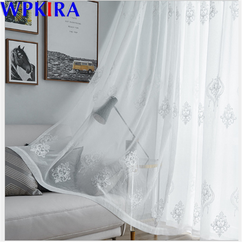 

Embroidery Tulle Curtains For the Living Room Voile Sheer Curtain For Bedroom Kitchen Window Blinds Drape Custom Size X-AD429#30, Tulle 2
