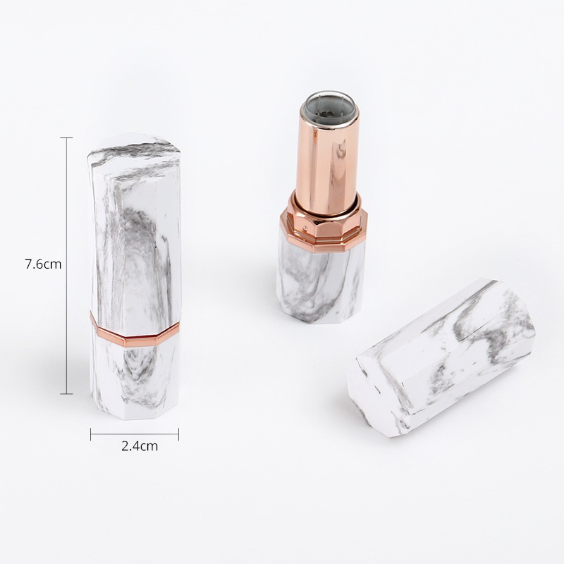 

Empty Lipstick Tube Containers Nonagon White Black Marble Makeup Packaging Lipstick Lip Tube Packaging 25 pcs/lot