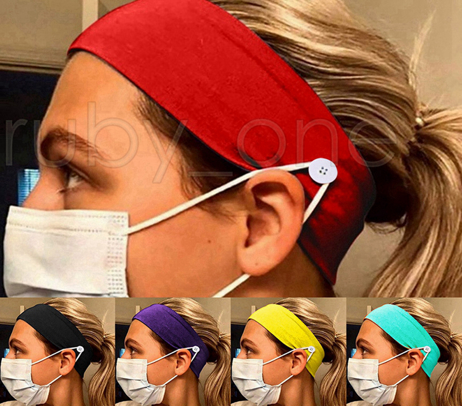 

Face Mask Headband Holder Sports Knitted Headbands With Button Ear Savers Headband For Face Cover Party Favor RRA3574
