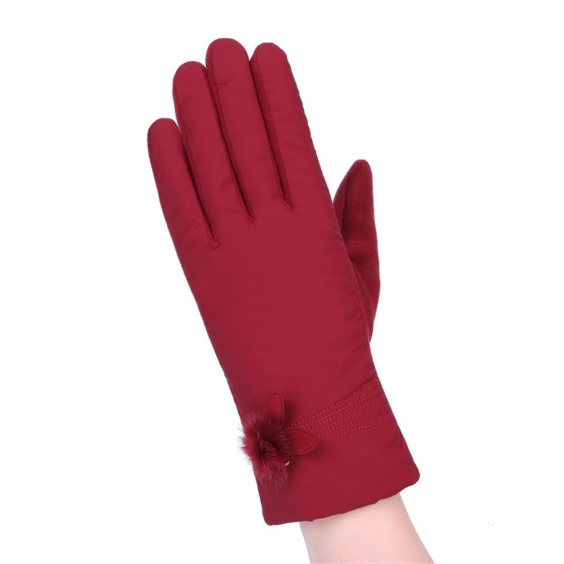 

Autumn Winter Warm Fur Mittens gloves High Quality Fashion Women Imitation Leather Embroidery Gloves Hot Sale Fashion