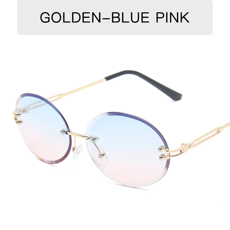

Fashion Frameless trimming Sunglasses 2020 Men Women's oval tinted Sunglasses metal top quality uv400 protection lens eyewear 16032