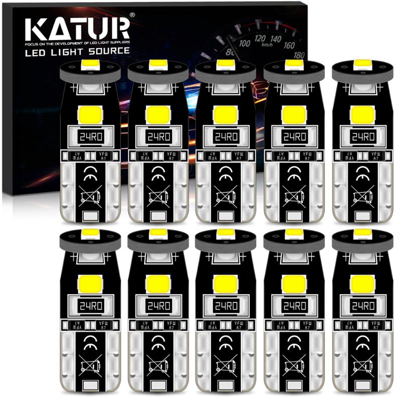 

Katur 10pcs 3030 SMD T10 W5W 194 Led Bulbs Parking Car LED Side Light Trunk Lamp 12V Orange Lighting WY5W For 206, As pic