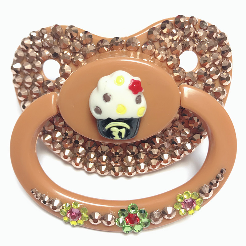 

MIYOCAR unique handmade bling brown adult pacifier Adult Sized Cute Gem Pacifier Dummy ABDL Silicone Nipple