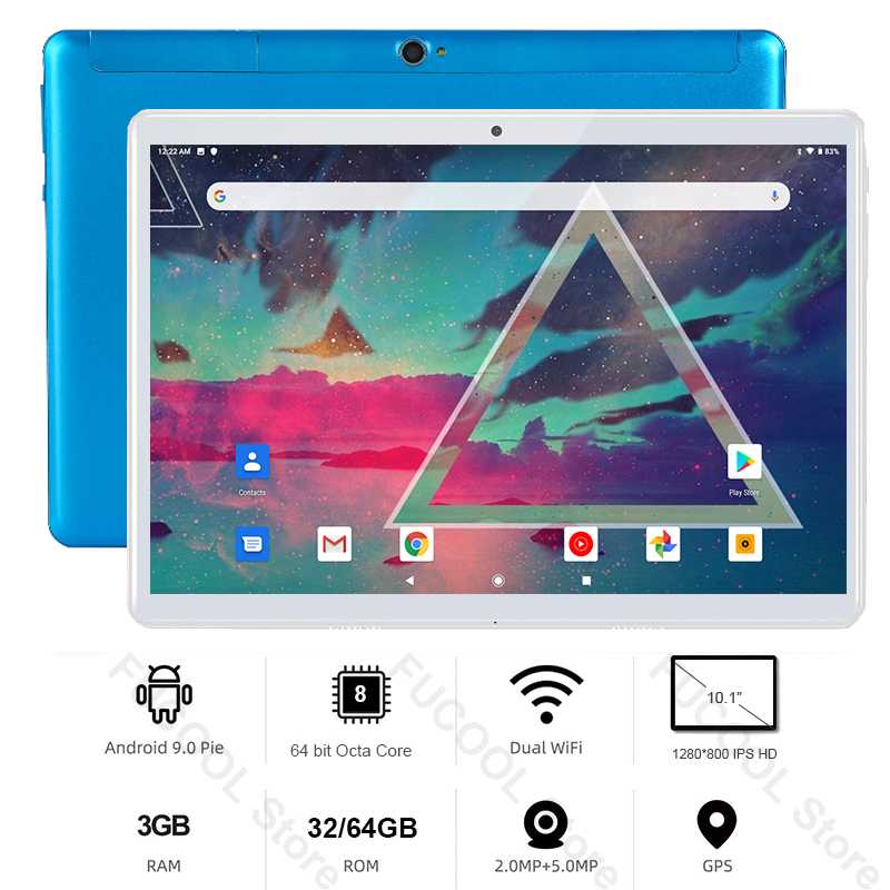 

Type-C USB Fast Charging 10 inch tablet PC Dual SIM 4G LTE Android 9.0 Octa Core 3GB RAM 64GB ROM 5G WiFi GPS 10.1 IPS 1280*800, Black