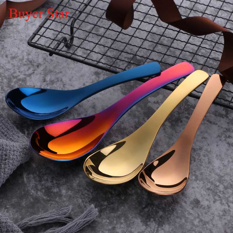 

3PCS/Set 304 Stainless Steel Spoon Colorful 3 Sizes Large Rice Soup Spoon Kids Ice Cream Dessert Kitchen Dinner Tableware
