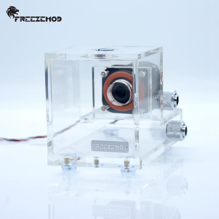

FREEZEMOD industrial notebook pc water cooler Cubic transparent tank+pump 500L/H capacity 600ML water cooling. GQSX-T1