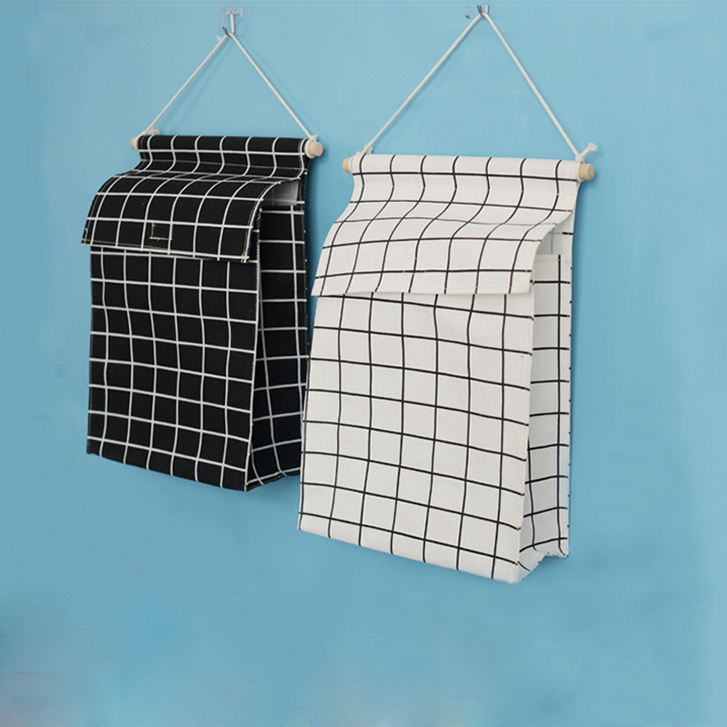 

Bathroom Hanging Bag Home Laundry Hamper Wall Hanging Organizer Clothing Storage Bathing Purses Hangers for Clothes Cotton, White