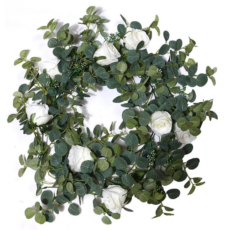 

Simulated Eucalyptus with 8 Roses 1.8M Artificial Plant Artificial InsRattan Fashion Festive Livingroom Home Decor, Blue
