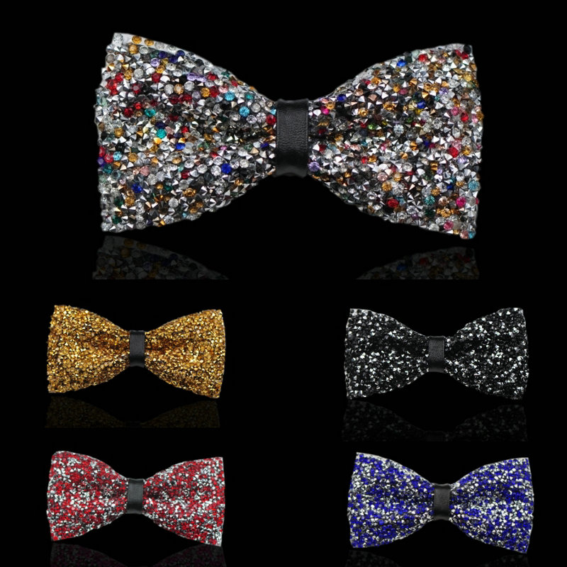 

Elegant Men Women Bling Rhinestone Crystal Glass Bow Tie Cravat Groom Wedding Party Elastic Band Butterfly Tuxedo Banquet Bowtie