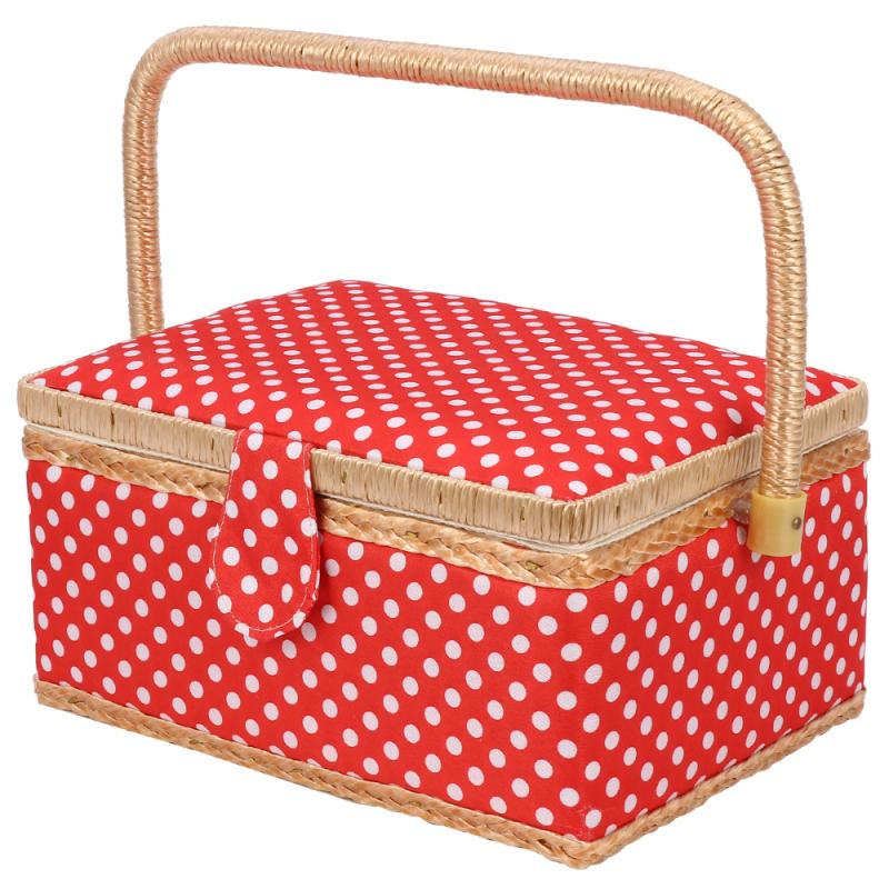 

Medium Sewing Basket Organizer Fabric Bag Sewing Basket Red Polka Dots