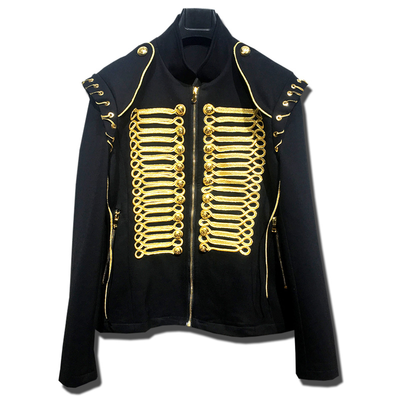 

Thread Blazer Gold Slim Fit Jacket Singer Coat Personality Stage Suit Men Party Suit Performers Coat Casual Drama Costume Blazer, Black