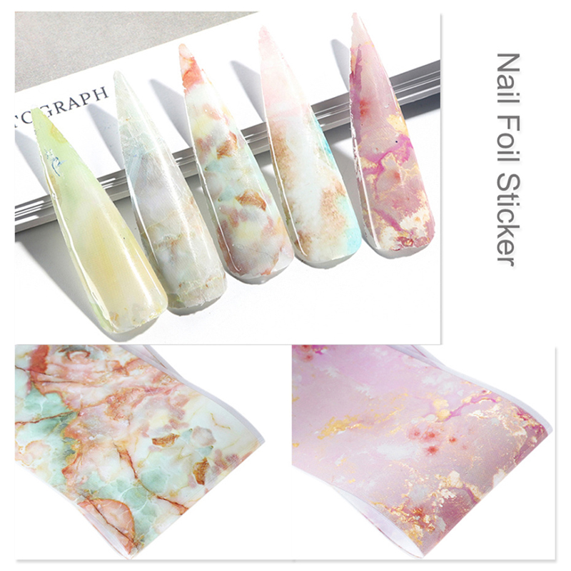 

10Rolls/Bag Transparent 10 Color Nail Art Transfer Sticker Holographic Nail Foil Set, N3