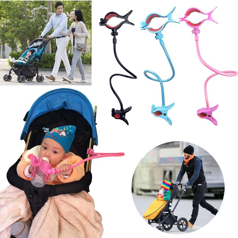 

Adjustable Baby Feeding Bottle Clip Holder for Baby Crib Stroller Long Flexible Hands-free Hose Pushchair Bed Bottle Clip Holder