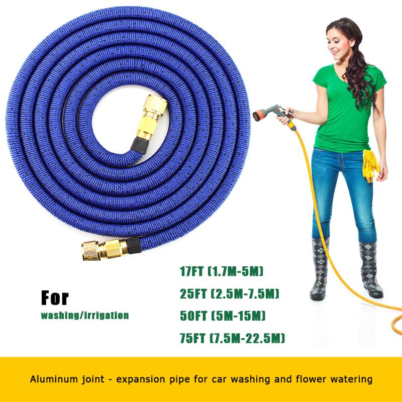 

17/25/50/75FT Outdoor Garden Watering Hose Expandable Car Wash Magic Flexible Hoses Pipe Garden Sprinkler Water Pipes, Black