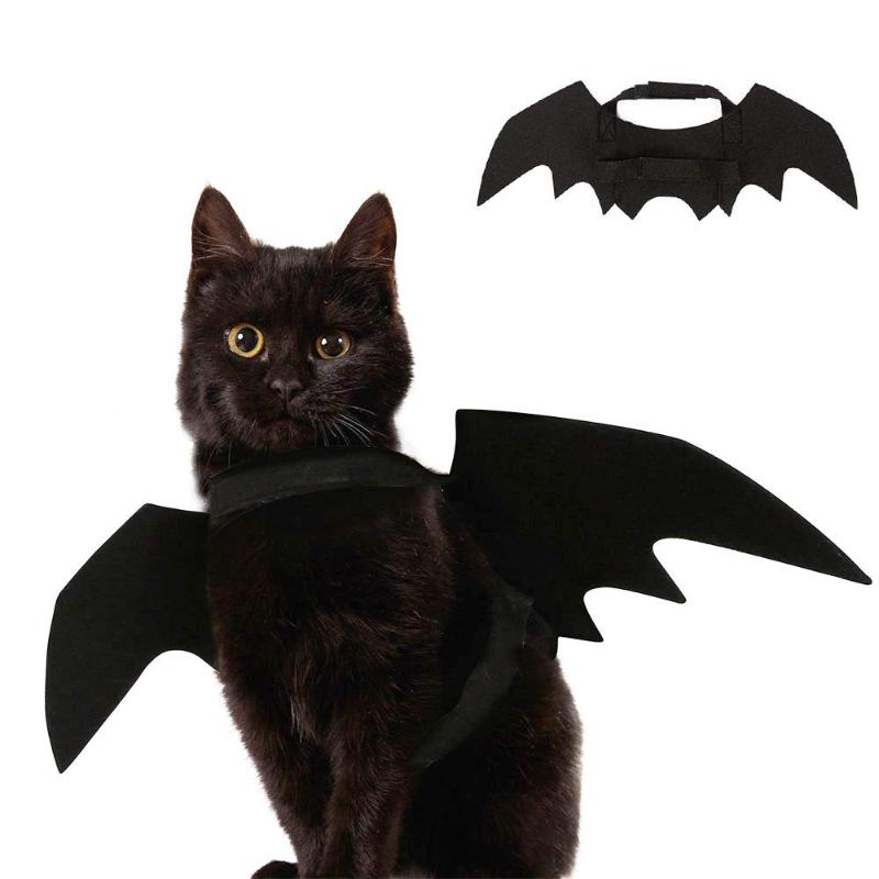 

Halloween Costume For Dog Bat Cat Vampire Fancy Dress Up Black Disguise For Cat Halloween Cosplay Clothing Pet Products