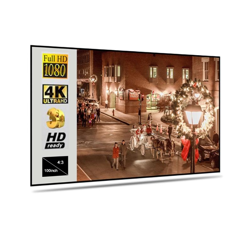

60 72 84 100inch Portable Projector Screen 4:3 Foldable Metal Layer Light Resistant Home Movie Reflective Screen Magic Pastes