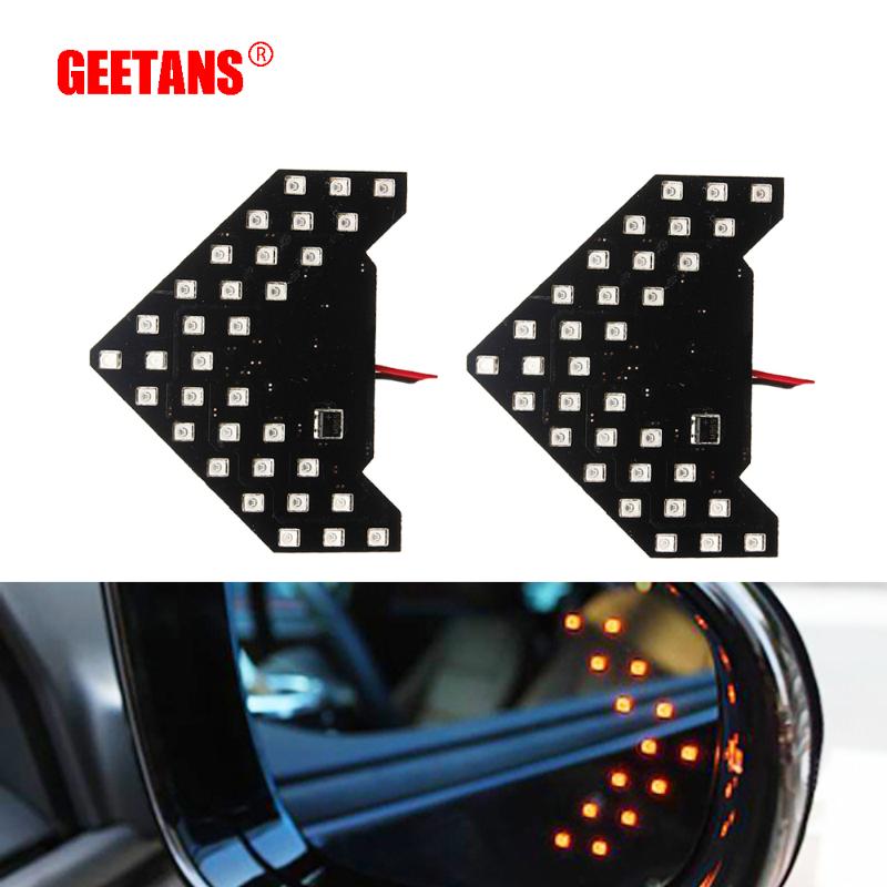 

GEETANS 2PCS/Set 33 SMD LED Arrow Panels Car Side Mirror Turn Signal Indicator Sequential 5 Colors Flash Light Lamp E, As pic