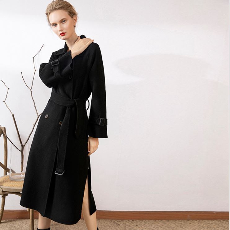 

Winter Cashmere New style Overcoat Female woolen Jacket Women Double-breasted Warm Fashion Outerwear Long Ladies Medium Coats, Color same picture