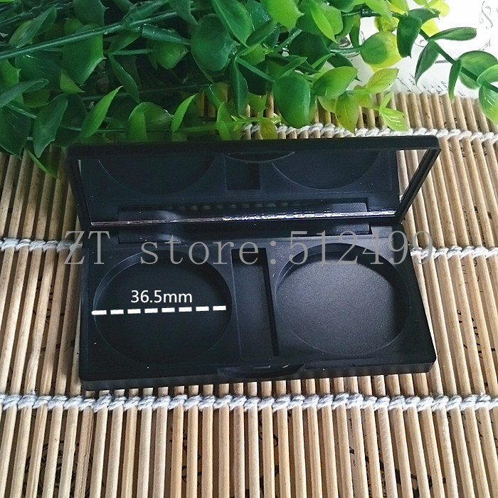 

high quality 30pcs 36.5mm Empty Black Cosmetic Case DIY Eyeshadow Palette 2 Girds Blusher Compact Case Cosmetic Container