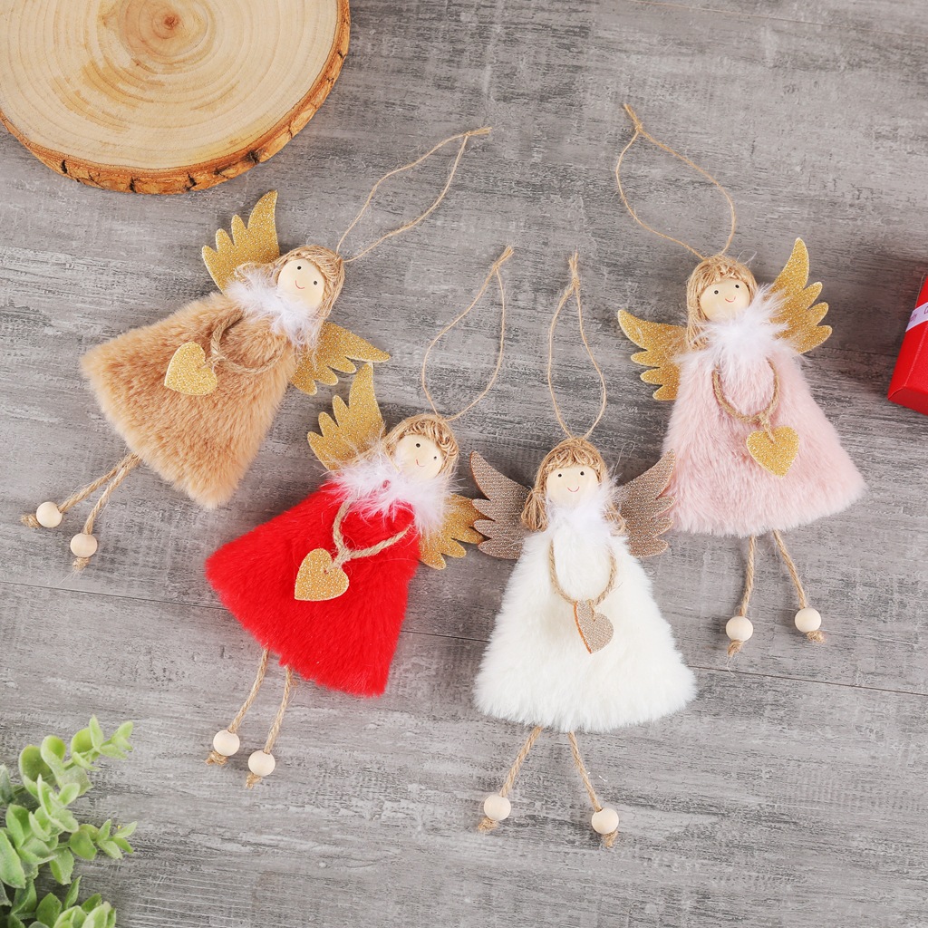 

New Christmas decorations Cartoon Plush Heart Angel doll hangs Christmas Tree hangs Festive party Home decor gift