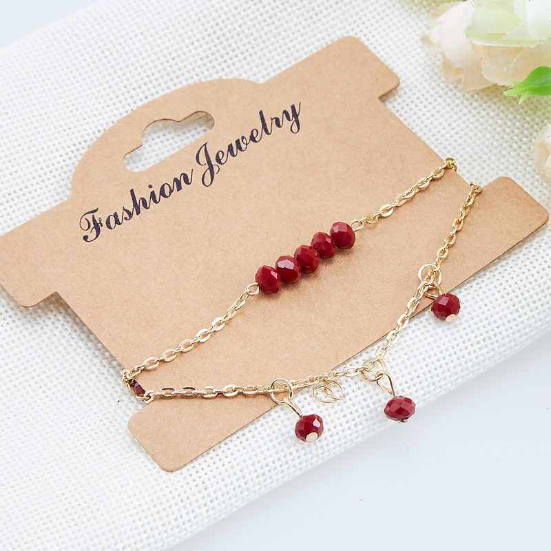 

Fashion Women'S Bracelet Multi-Layer Gold Chain Crystal Red Bead Bracelet Charm For Women'S Crystal