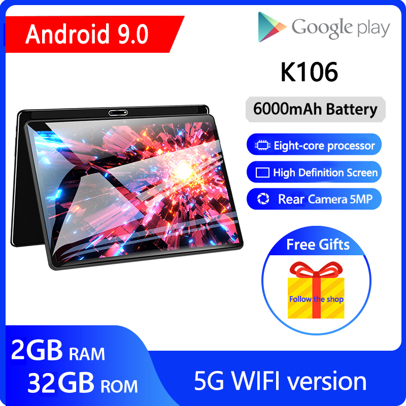 

ZONKO 10 inch Tablet Android 9.0 Tablet PC 5G Wifi Octa-Core 2G RAM 32G ROM Gaming Tablets GMS 1920*1200 IPS GPS Google Play, White