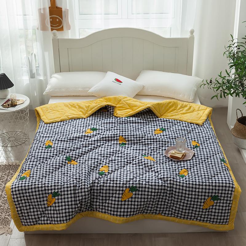 

Comforters & Sets Plaid Dry Breathable Carrot Print Summer Washed Air-conditioning Quilt Soft Blanket, E2