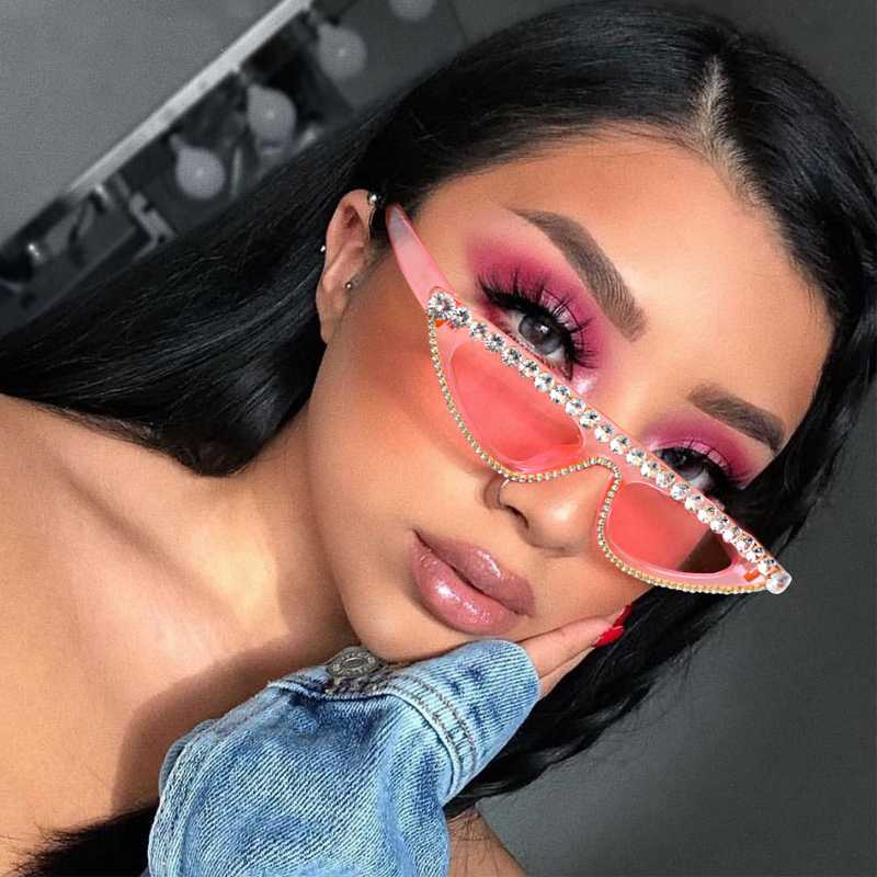 

Cat Eye Sunglasses Women 2020 Luxury Diamond Sunglasses Men Small Glasses Ladies Vintage Rhinestone Retro Female