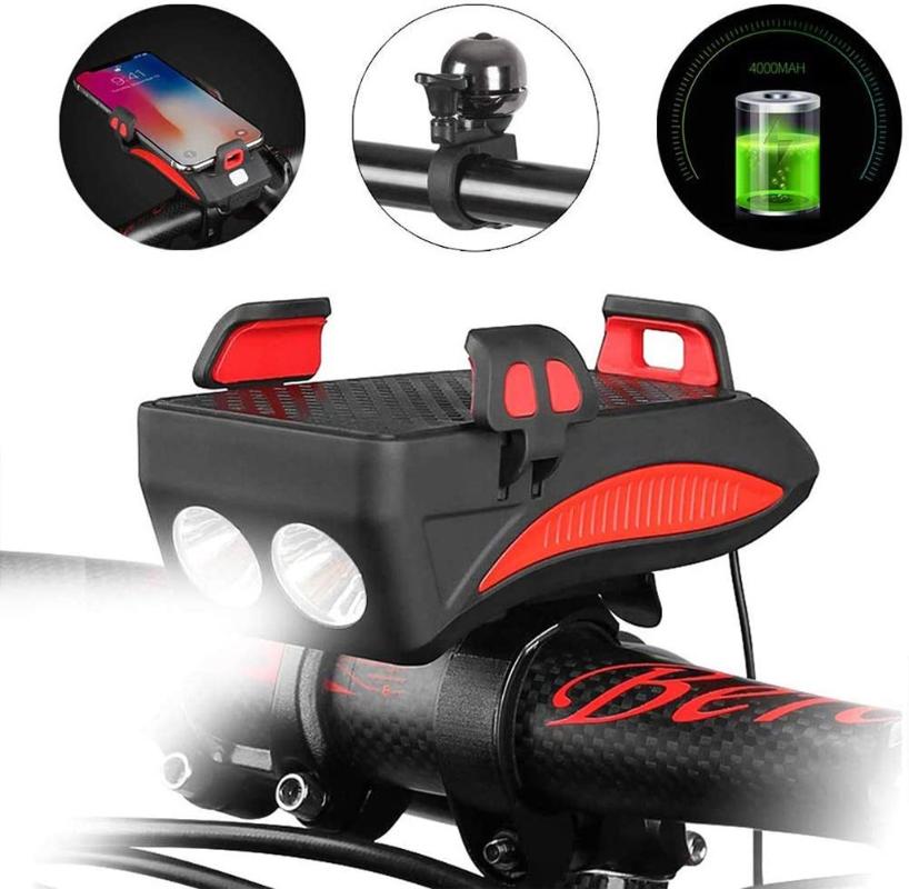 

Multi-function 3 In 1 Bicycle Light Usb Rechargeable Led Bike Headlight Bike Horn Phone Holder Cycling Light Bicycle Lights #T2G