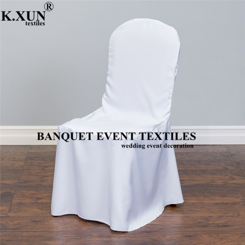

White Black Polyester Banquet Chair Cover For Wedding Event Party Hotel Christmas Decoration