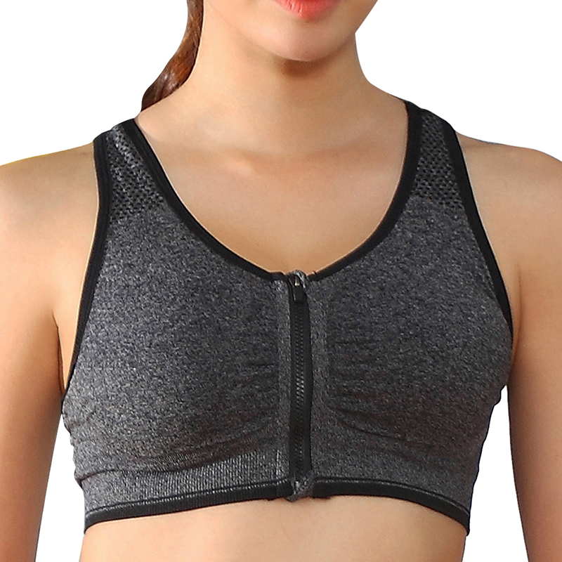 

Sports Bra Women Zipper Push Up Yoga Bra Fitness Top Athletic Running Shockproof Padded Active Wear Gym Vest Yoga Sport Tops, Color 2