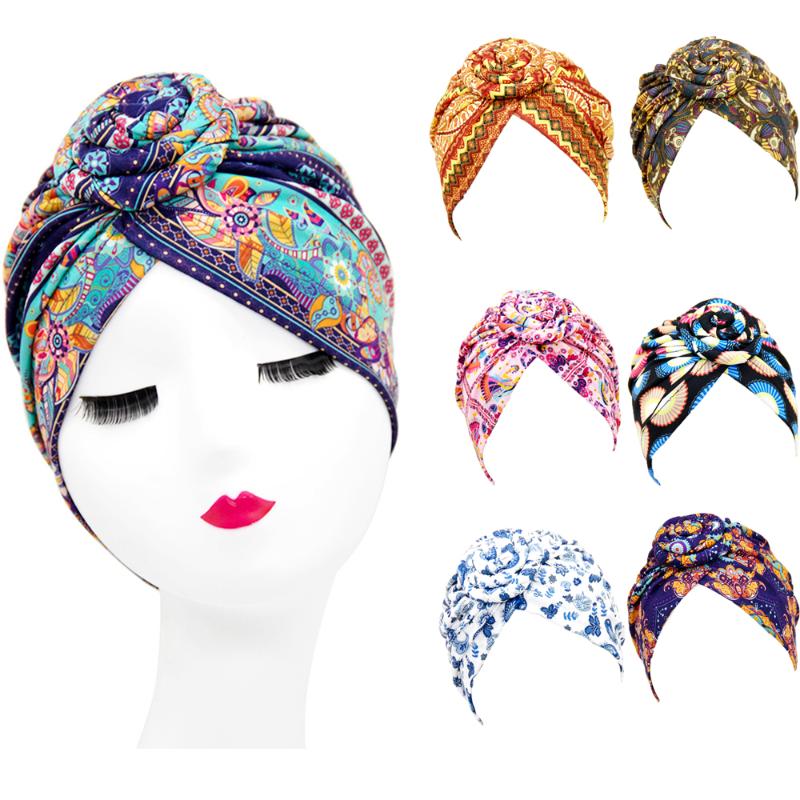 

arab wrap women head scarf turban caps trendy printed bonnet Bohemian ethnic inner hijabs for cap muslim headdress