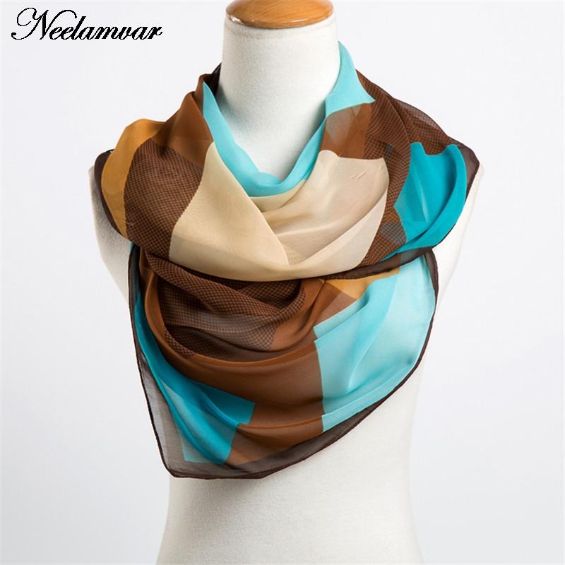 

new 2020 spring and autumn chiffon women scarf geometric pattern design long soft silk shawl 160*50cm