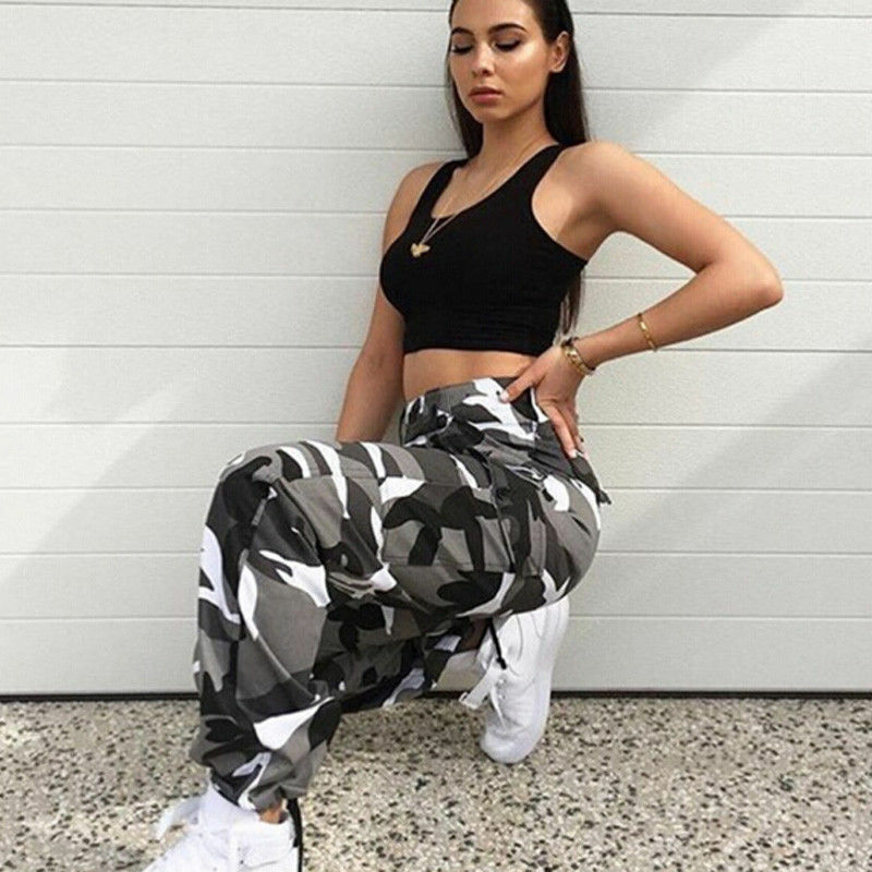 red and black camo pants womens