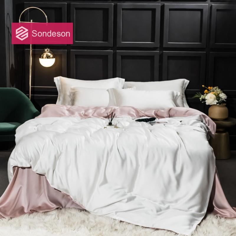 

Sondeson 100% Silk White Pink Bedding Set 25 Momme Top Grade Silk Duvet Cover Set Flat Sheet Bed Linen Pillowcase Free Sipping, 015