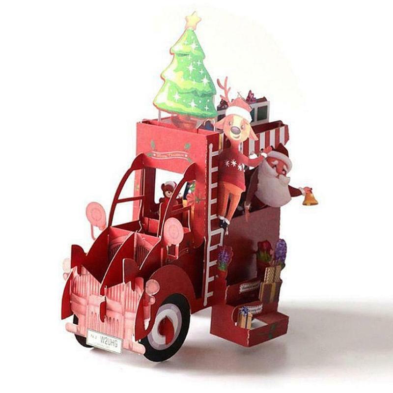 

Christmas Car 3D Up Greeting Cards Anniversary Wedding Birthday Postcard Invitations New Year Greeting Cards