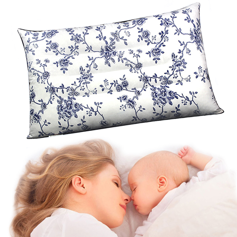 

Pillow Blue And White Floral Soft Comfortable Protect The Cervical Spine Health Bedding Single Size About 45X72CM