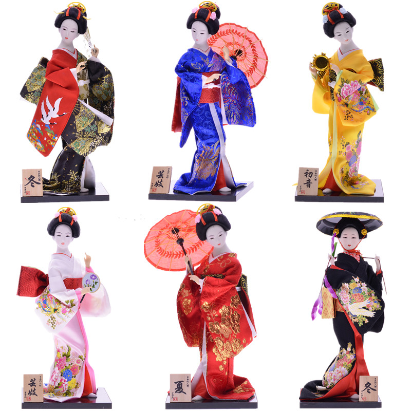 

MYBLUE 30cm Kute Kawaii Hand Make Japanese Geisha Kimono Doll Sculpture Figurine Home Room Decoration Accessories Crafts Gifts