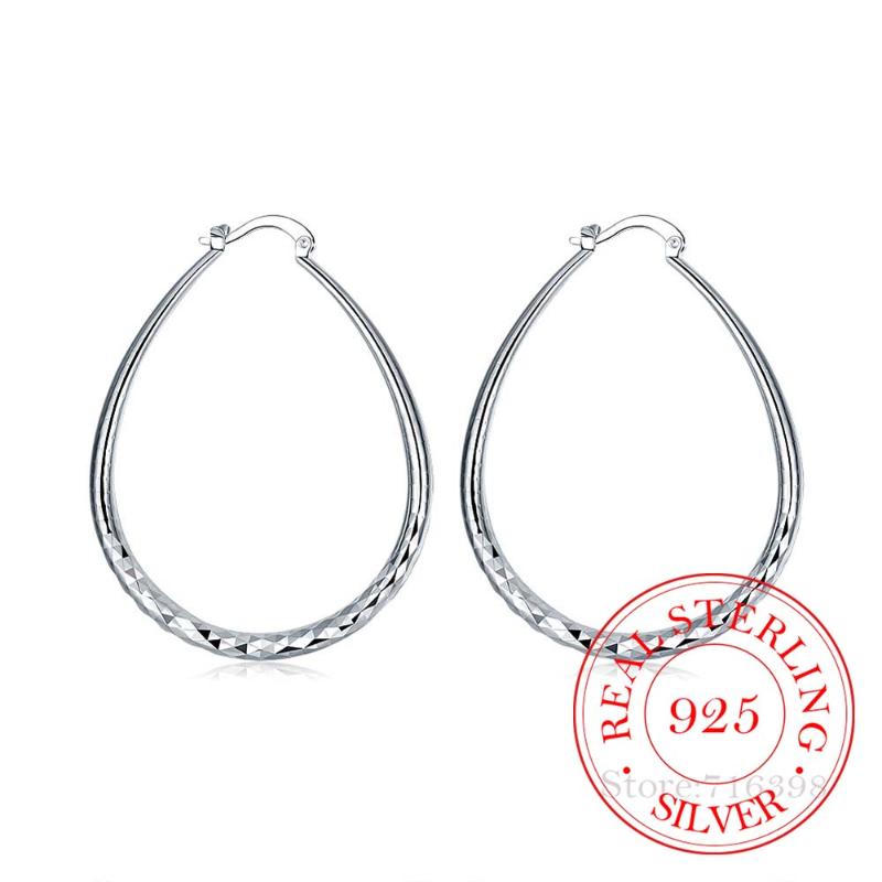 

Hyperbole Classic 925 Sterling Silver Simple Big "U" shaped Pattern Circle Hoop Earrings For Women Silver Jewelry Pendientes